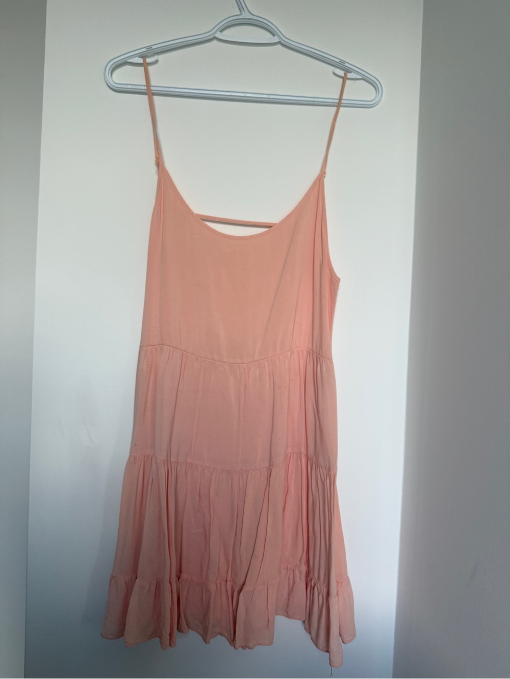 Talula Peach Tiered Slip Dress with Spaghetti Straps